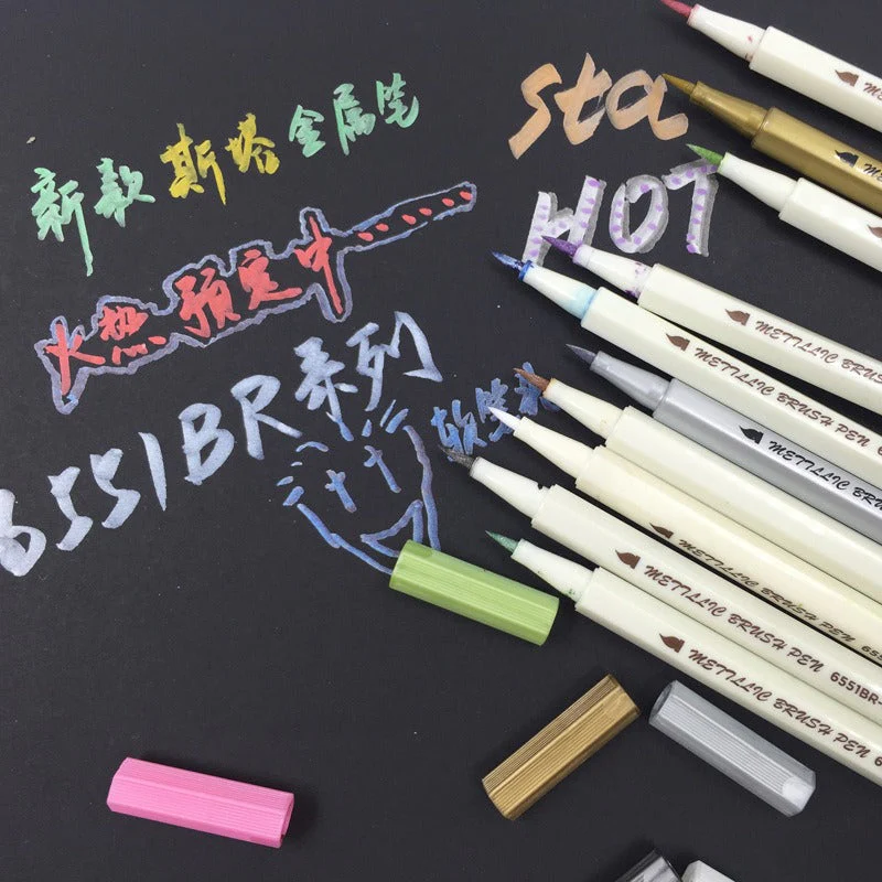 Metallic Brush Marker Color Pen Set of 12 - Image 3