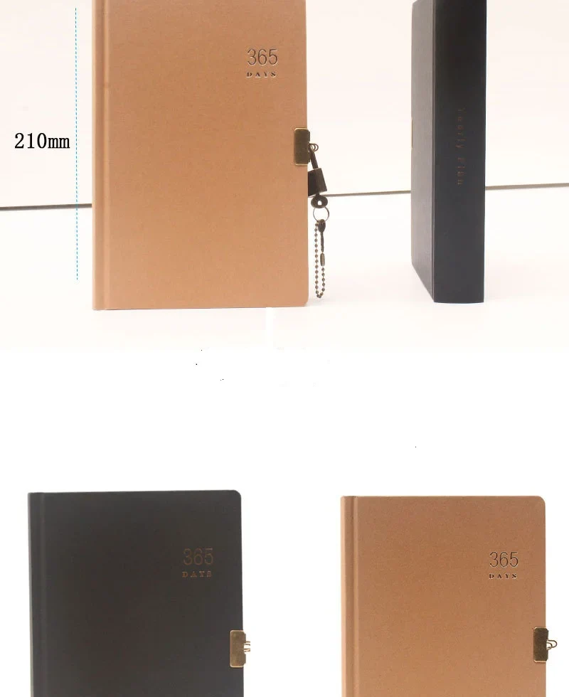 Retro 365 Plain Paged New Year Planner Journal With Lock - Image 7