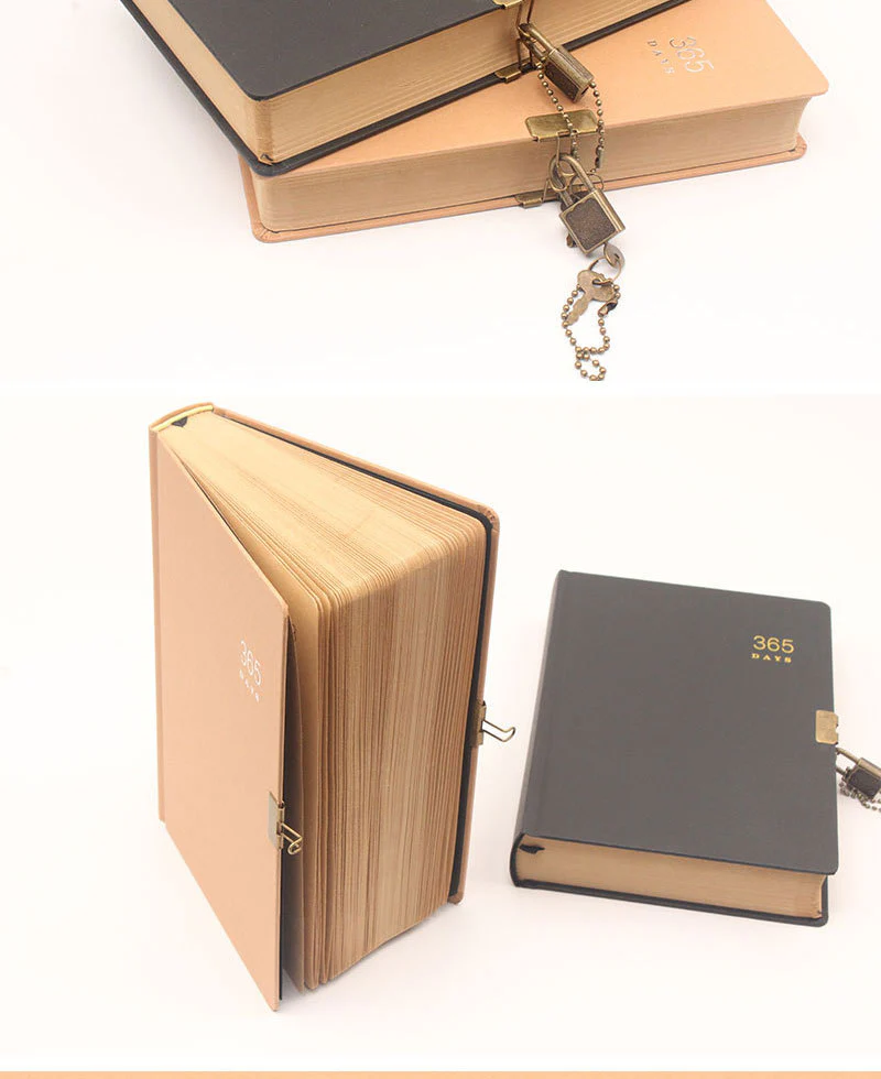 Retro 365 Plain Paged New Year Planner Journal With Lock - Image 8